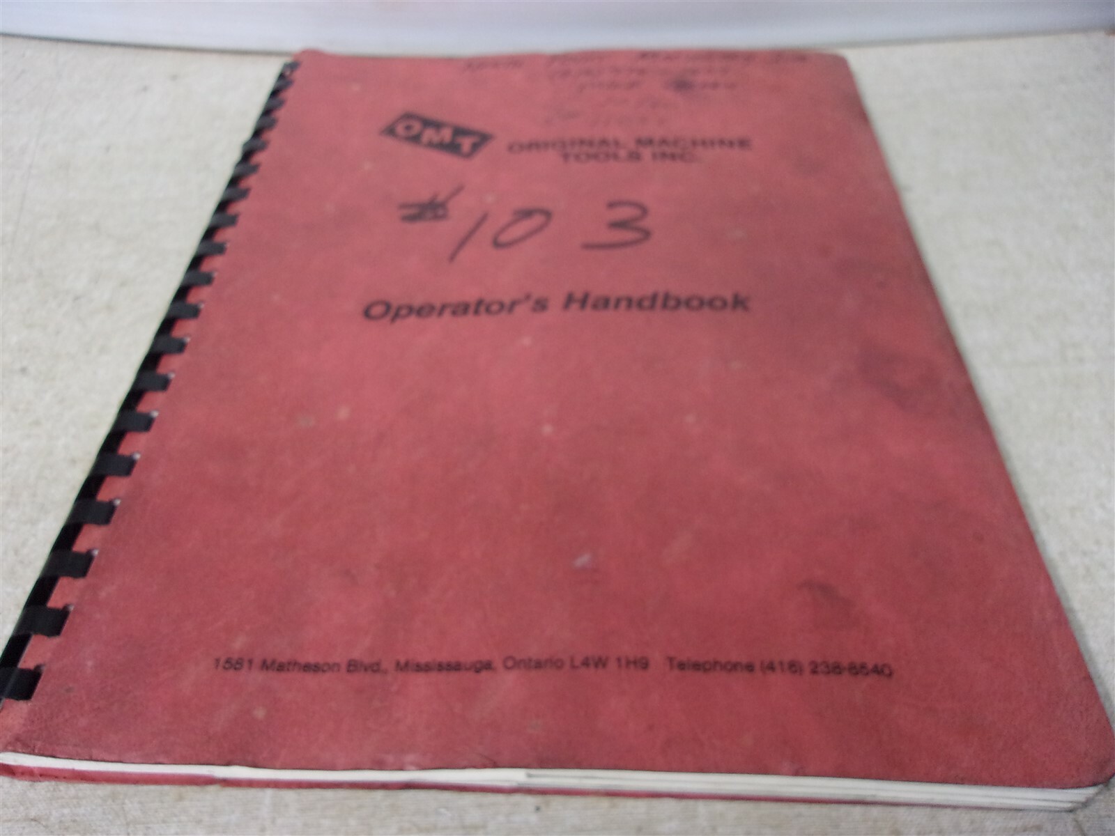 OMT Original Machine Tools 20/120 Lathe Operator’s Handbook *FREE SHIPPING*