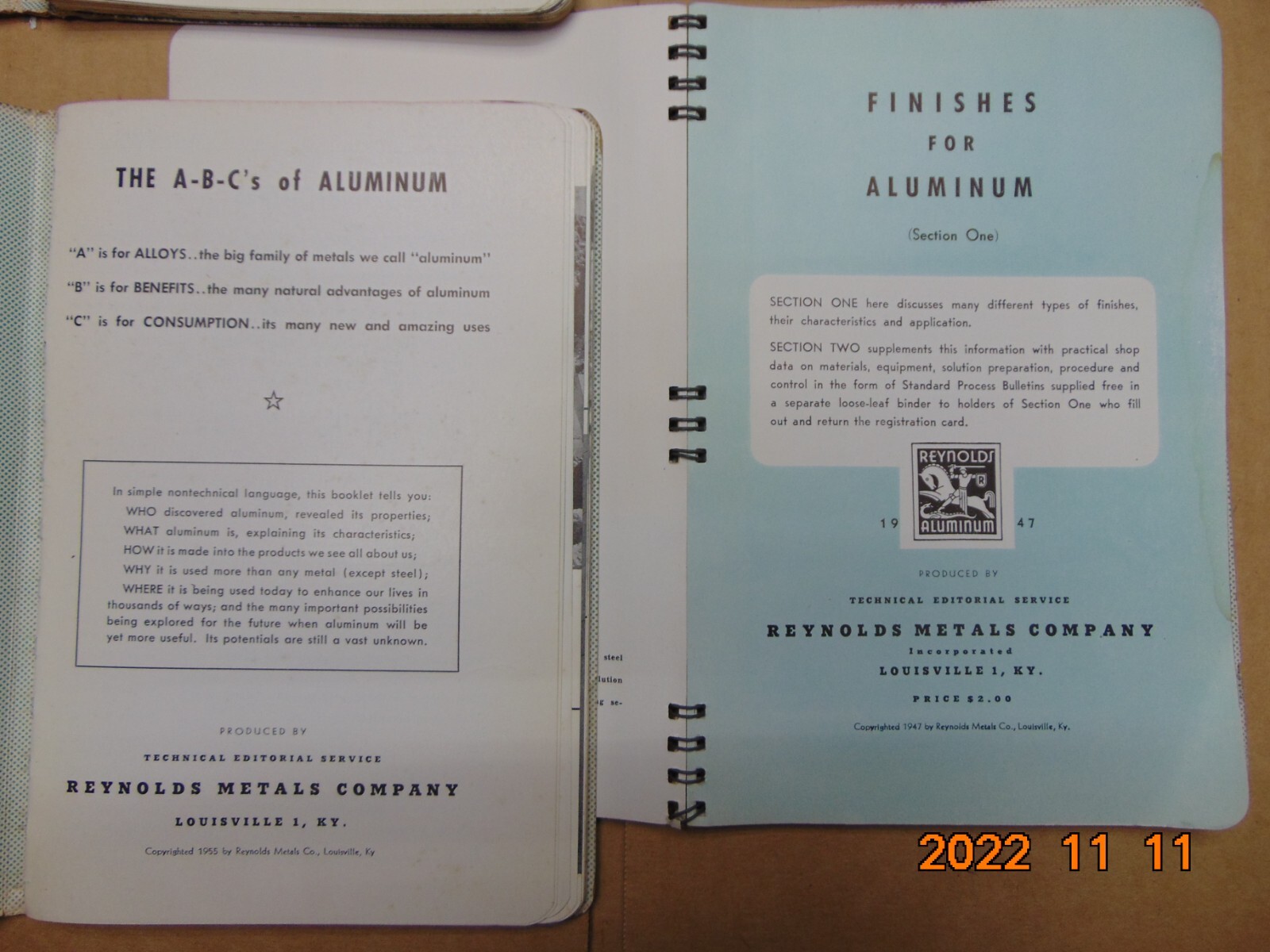LOT OF 4 REYNOLDS METAL COMPANY Aluminum Manuals Books From 1950’s Vintage