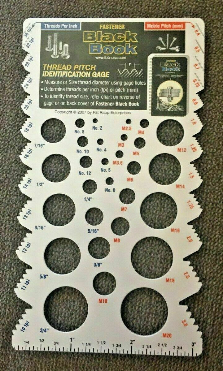 ENGINEERS Black Book for Fasteners (METRIC) with Thread Gage (Current for 2024)