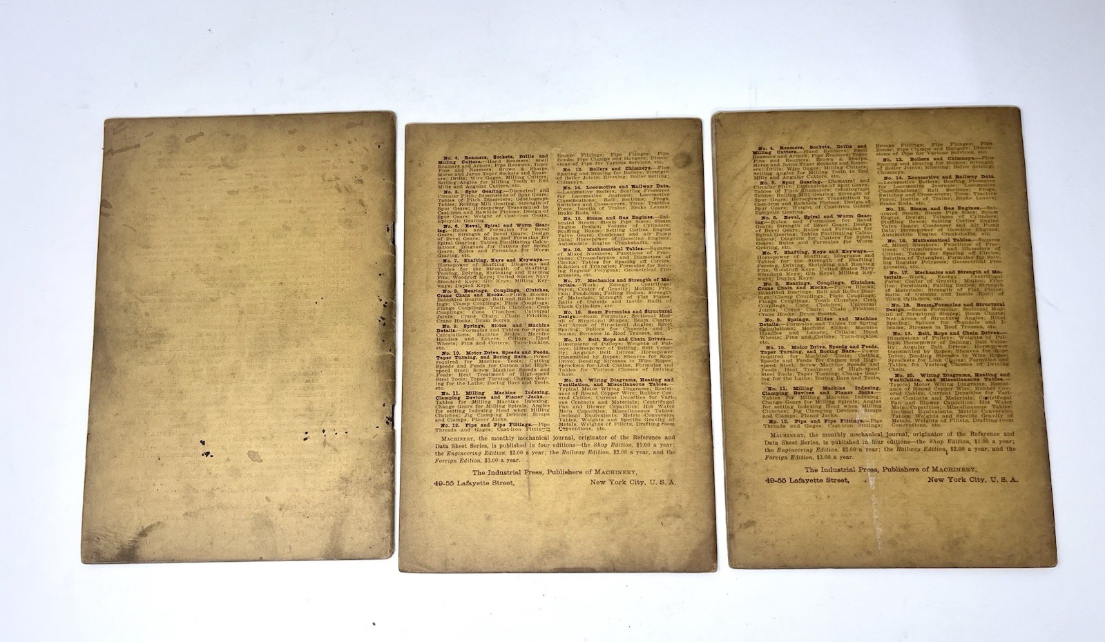 1910 Machinery’s Reference Series #10 #62 #63 Practice Guides 3 Booklets