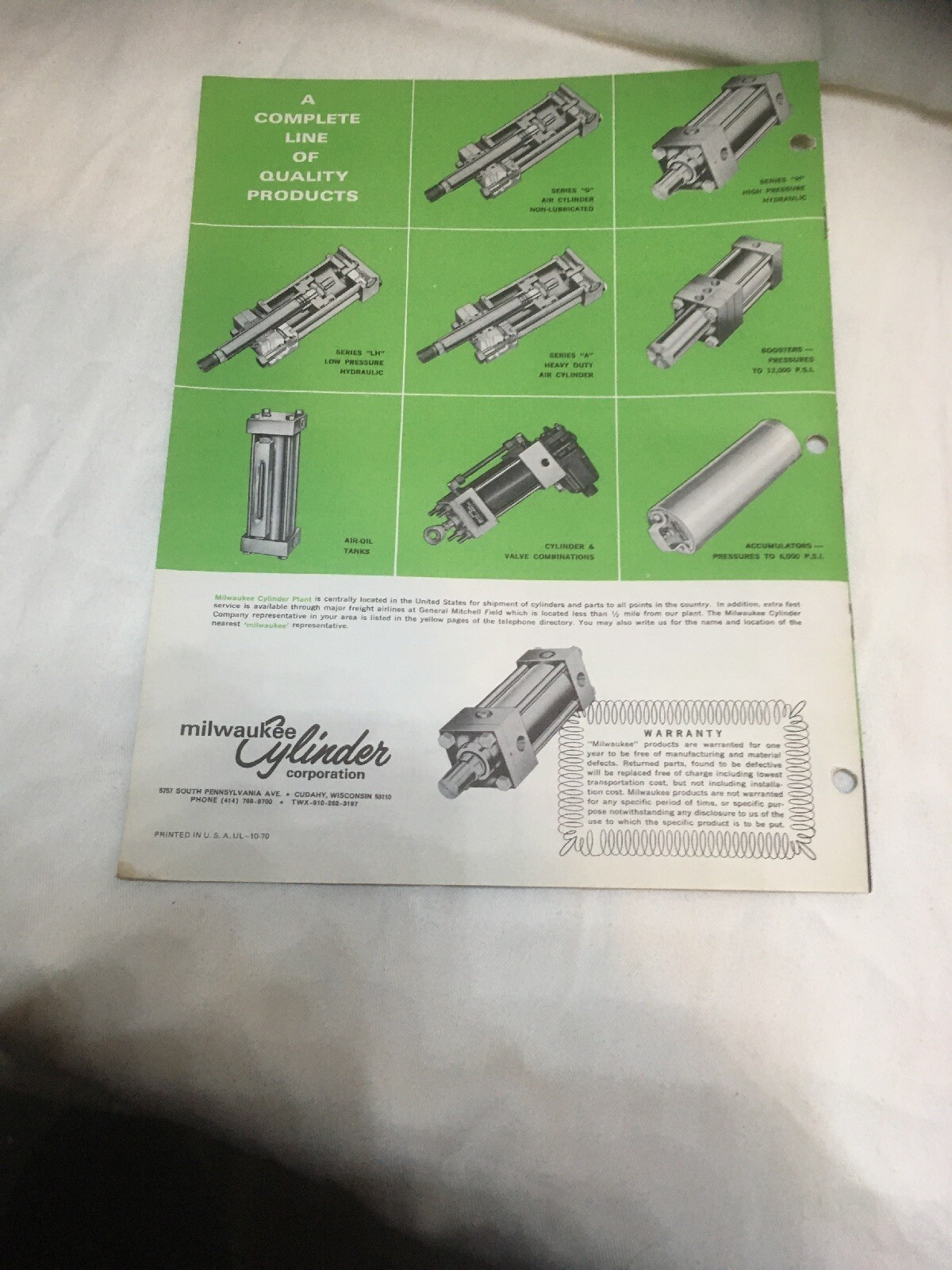 Lot 7 Rare 1973 Milwaukee Cylinder Brochure/Catalogs Fluid Power Great Color