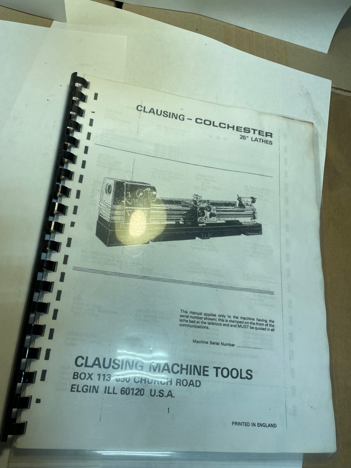 Clausing Colchester 24″ Lathe Service and Parts Manual