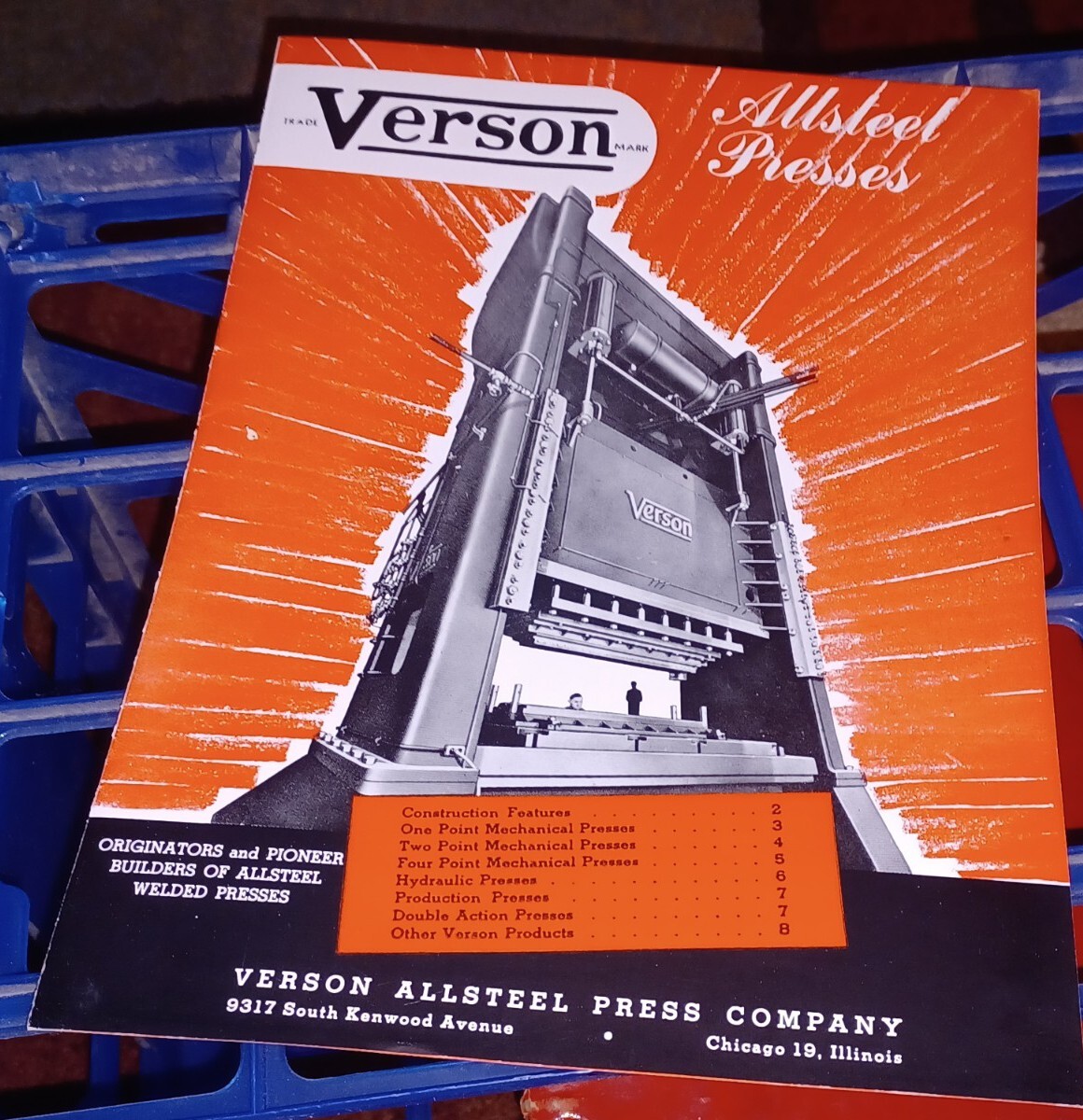 Verson allsteel Presses Company CATALOG Chicago Illinois machinist Tools OLD