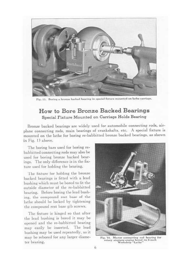 1936 SOUTH BEND How to BORE REBABBITE Connecting Rods Manual Fits Bulleting #6-C