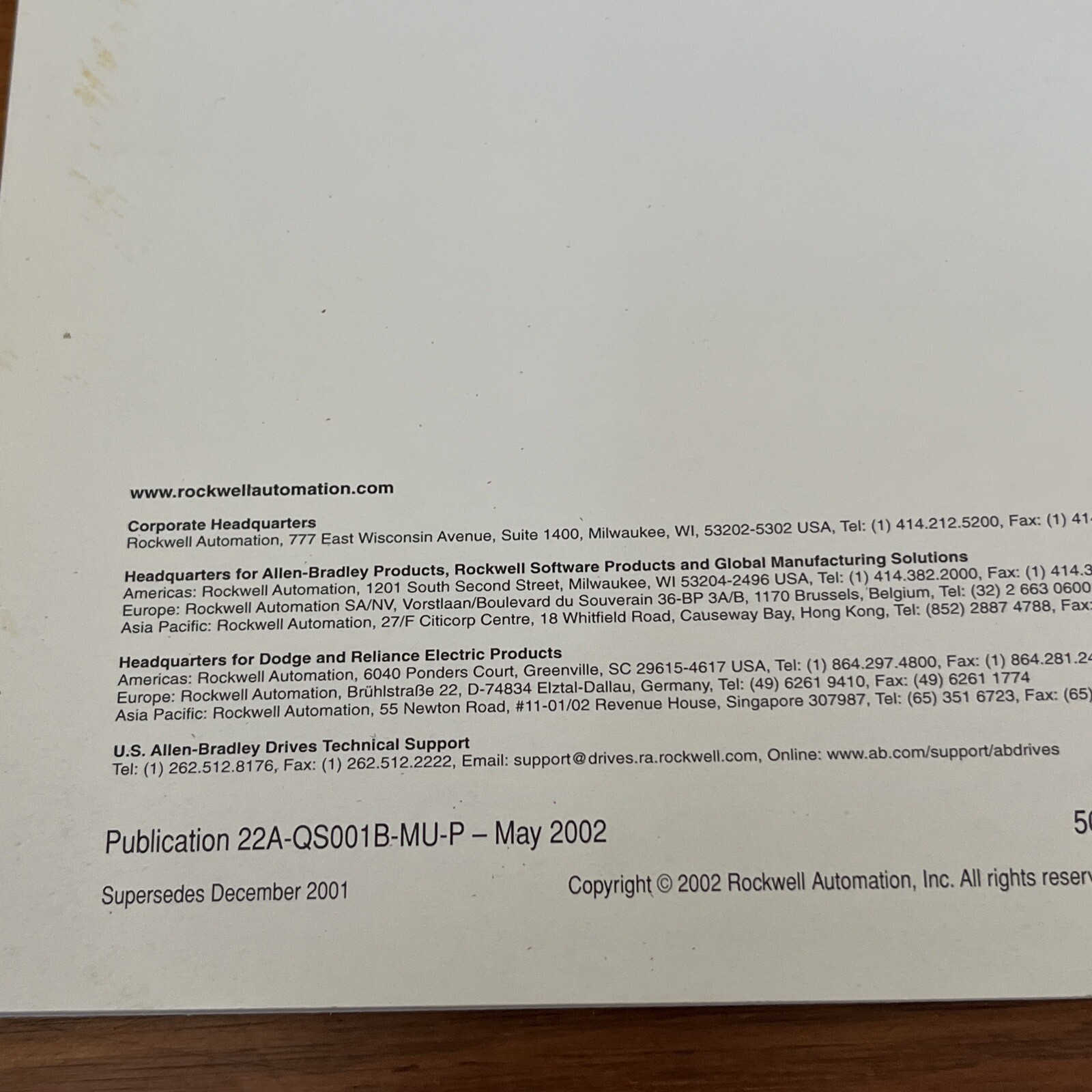 Allen Bradley PowerFlex 4 Quick Start Manual FRN 2.xx 22A-QS001B-MU-P May 2002