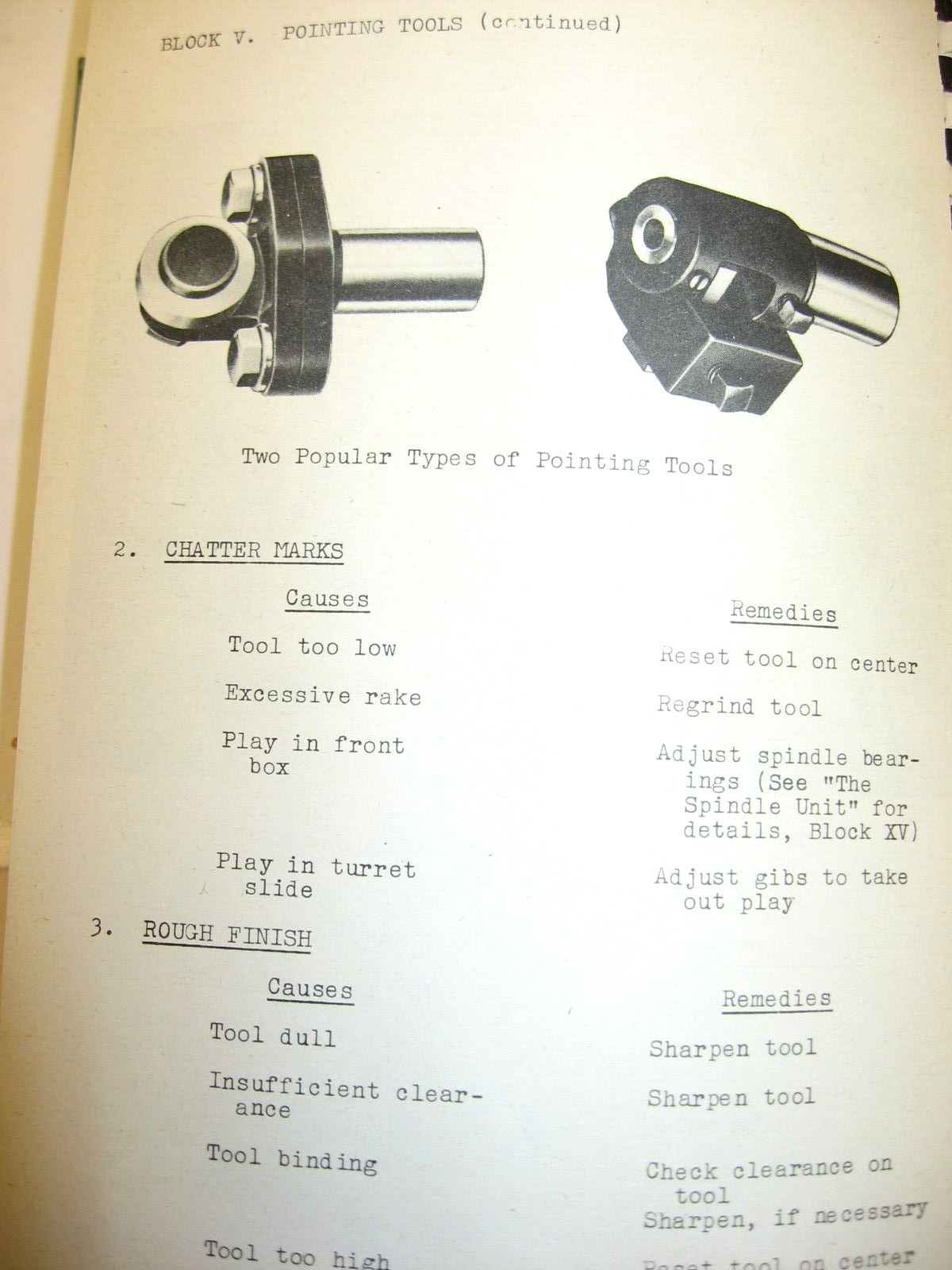 1944 AUTOMATIC SCREW MACHINE TROUBLE SHOOTING CHART, CT State Dept of Education