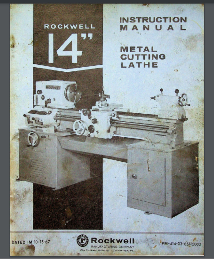 Rockwell 14″ metal working lathe 25-210 owner and parts manual 67 pgs year 1967