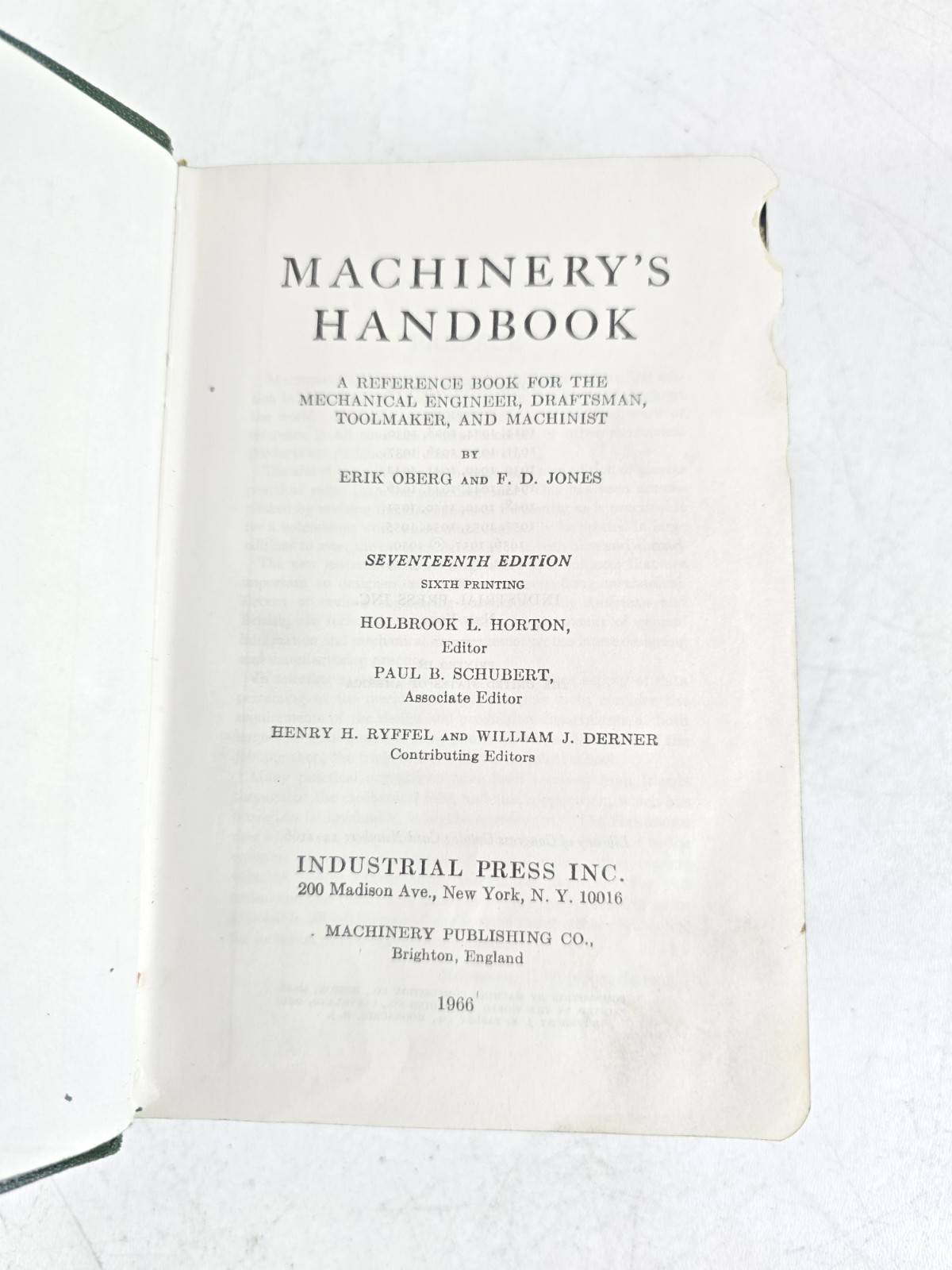Machinery’s Handbook 17th Edition 1964 Industrial Press Machinist Reference Book