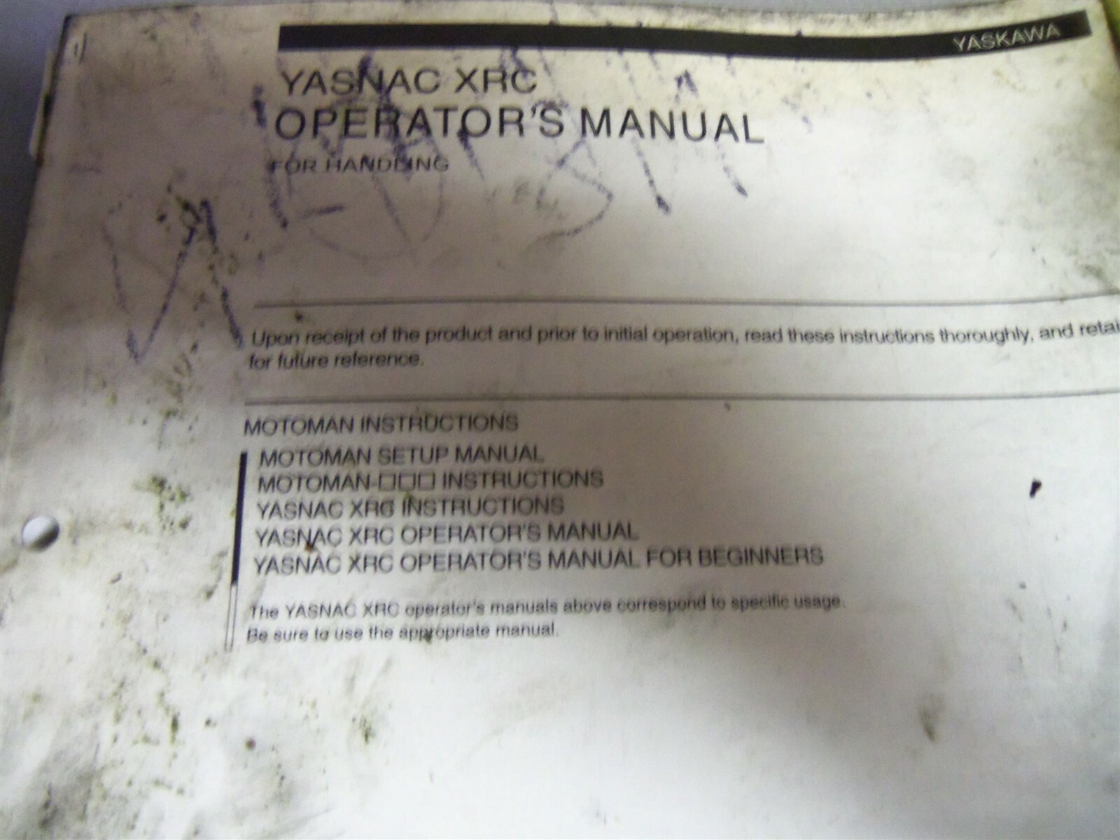 Yaskawa Yasnac XRC Operator’s Manual RE-CSO-AD14 #204 *FREE SHIPPING*