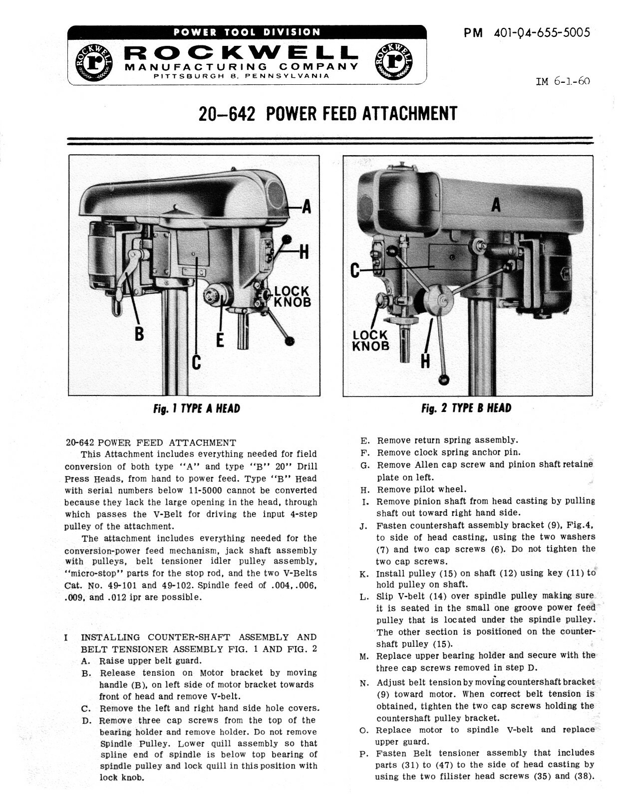 Delta 20″ W-T Drill Press 70-400, 70-401, & Many Others Op & Parts Manual #1908