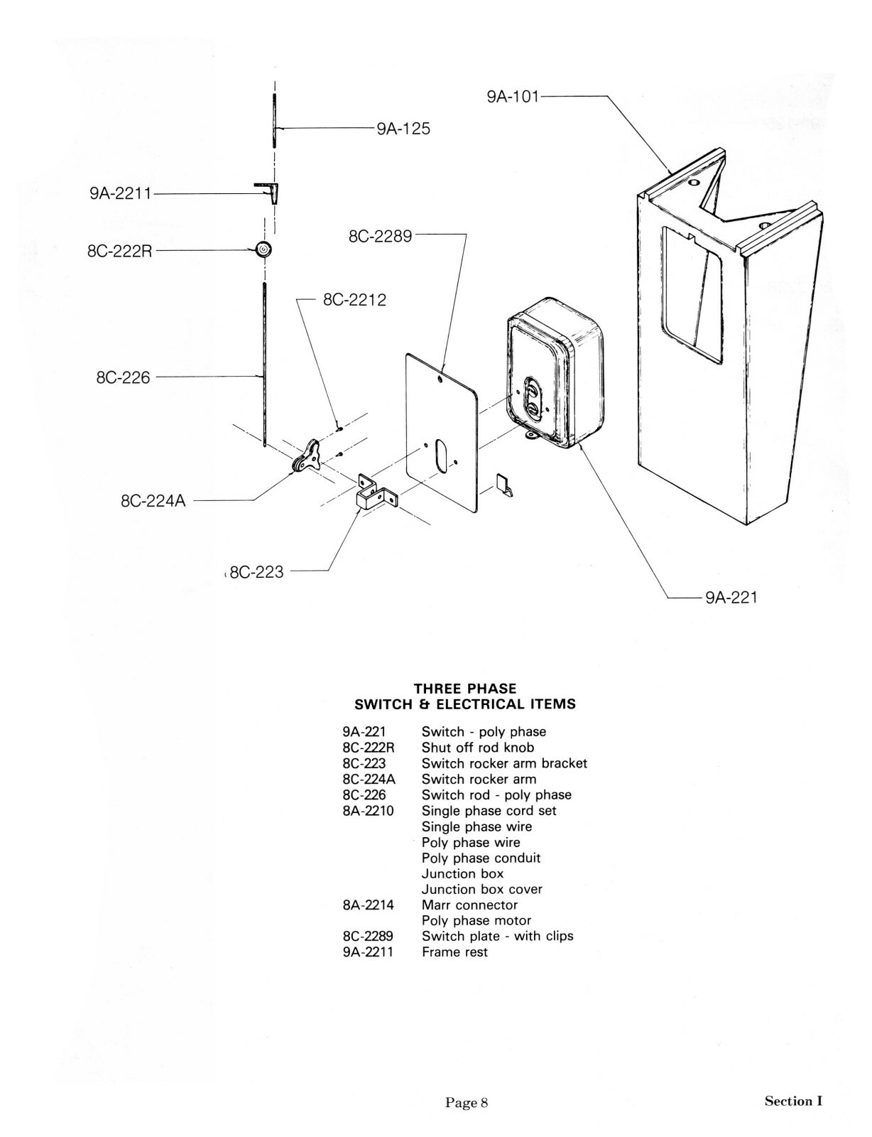 Kalamazoo Horiz Bandsaw Models 8C, 816, & 824 Service & Parts List Manual #610