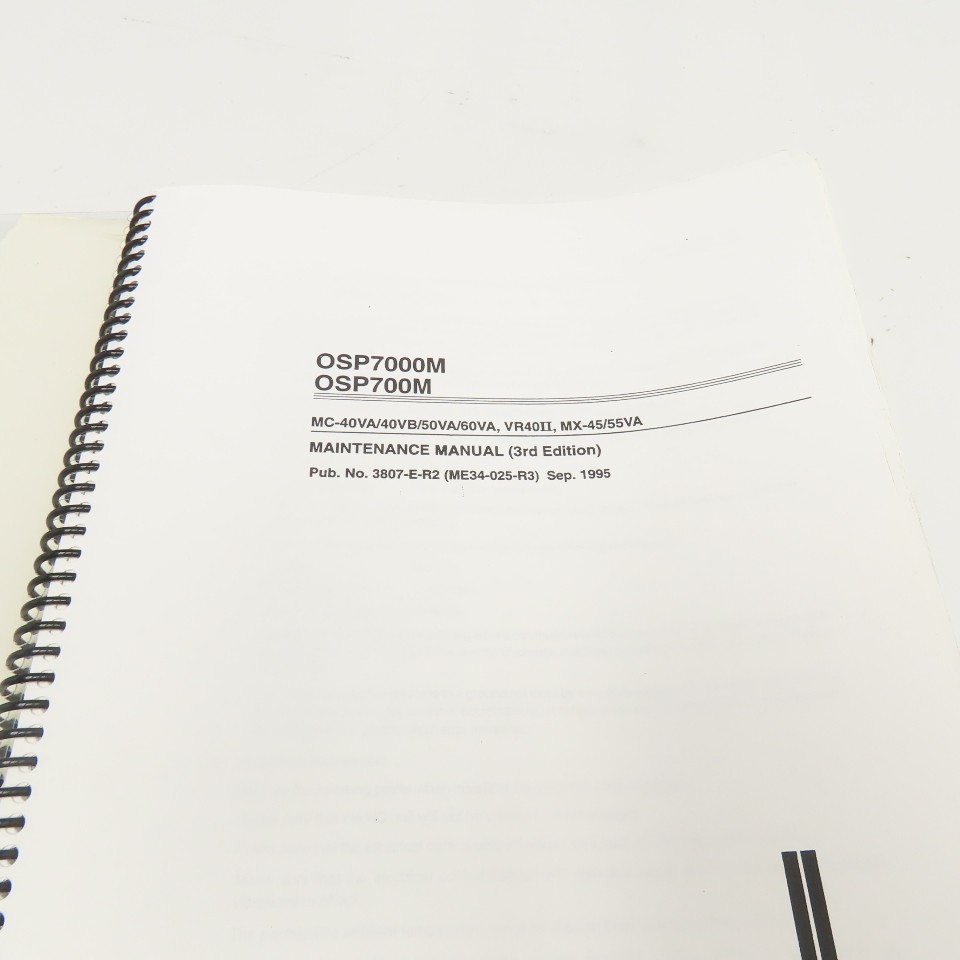 Okuma OSP7000M OSP700M 3807-E-R2 Maintenance Manual
