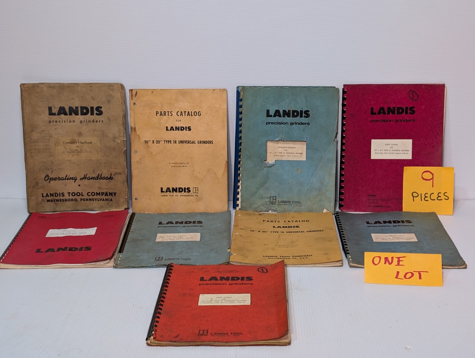 Set of 9 Landis Operator Manuals & Parts Catalogs for Landis Grinders