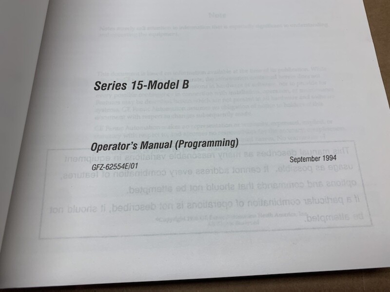 GE Fanuc Automation Operators Programming Manual GFZ-62554E/01 Series 15 Model B