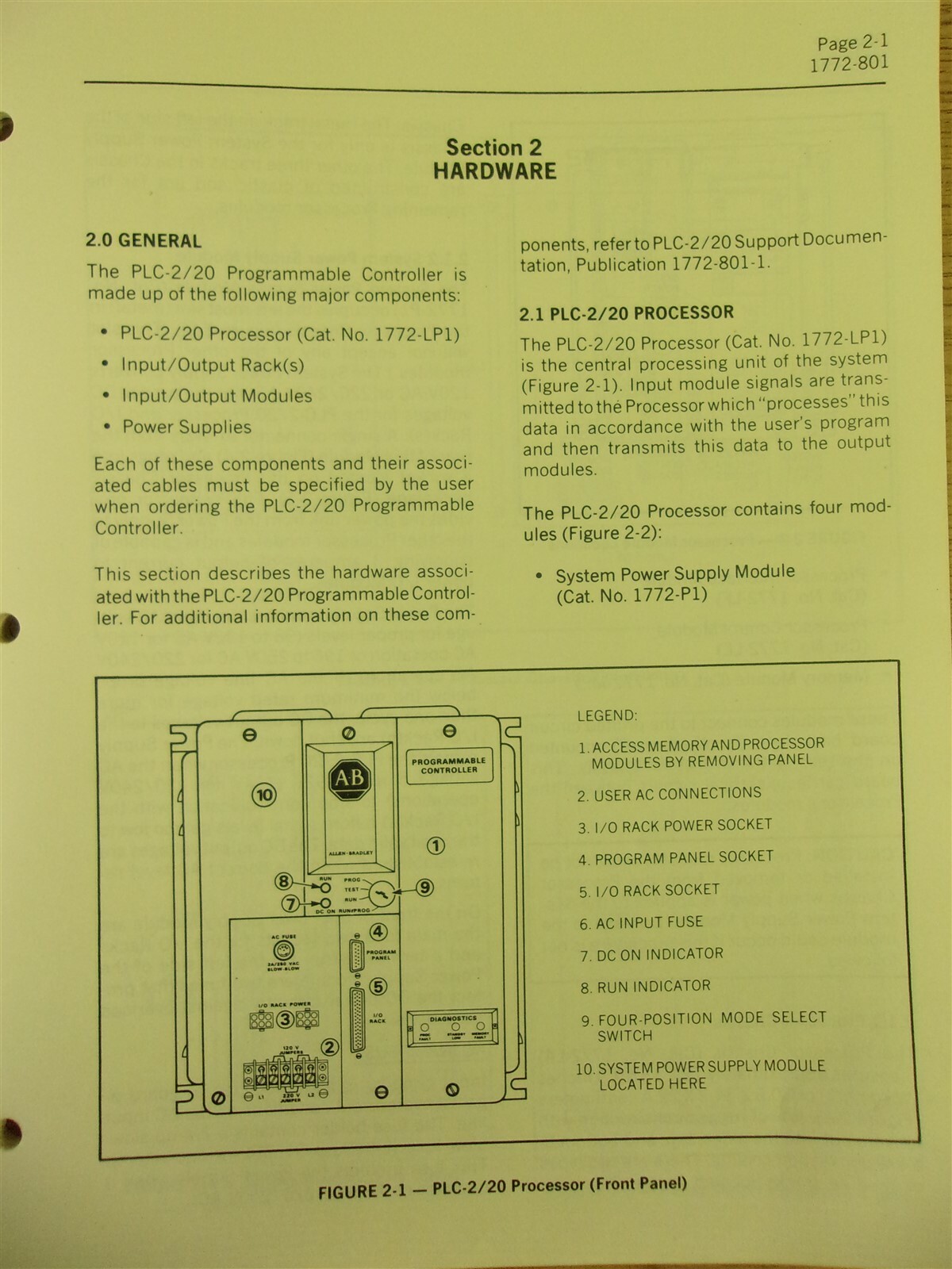 Allen Bradley Bulletin 1772 PLC-2/20 Assembly and Installation Manual