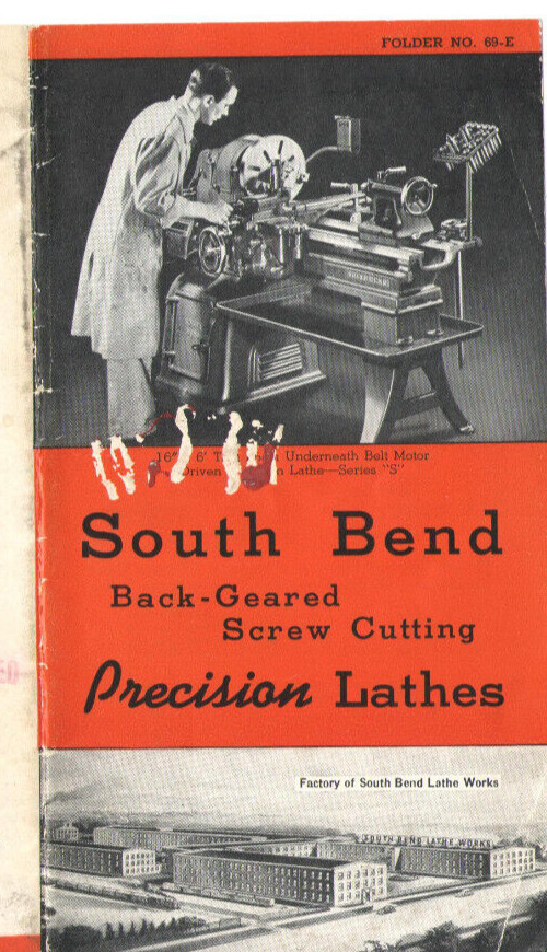 VTG 1941 SOUTH BEND LATHE ADVERTISING FOLDOUT BROCHURE! B&W PICS! MODELS A,B,C,S