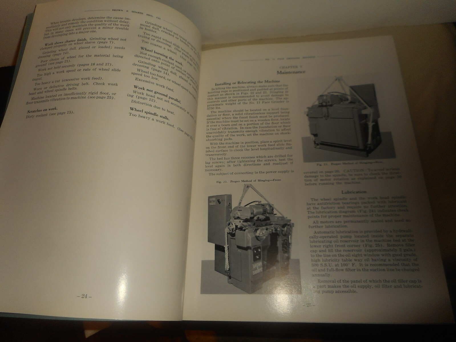 BROWN & SHARPE No. 11 Grinding Machine Operation Maintenance Repair Parts Manual