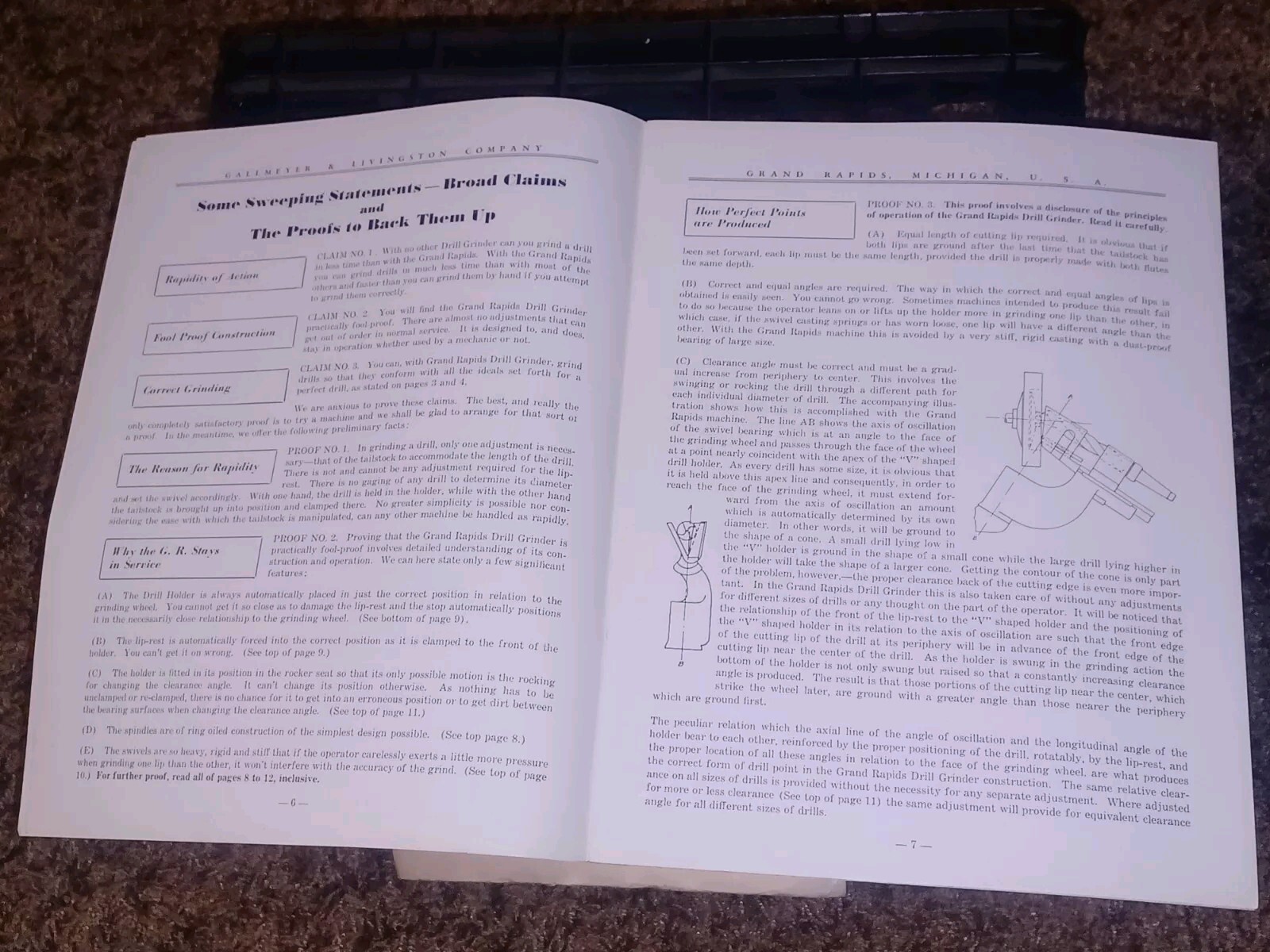 GALLMEYER & LIVINGSTON GRAND RAPIDS Michigan Tool DRILL GRINDERS Catalog Book !!