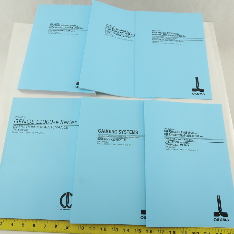 Okuma Genos L Series L3000-e Maintenance Operations Catalog Manual Bundle