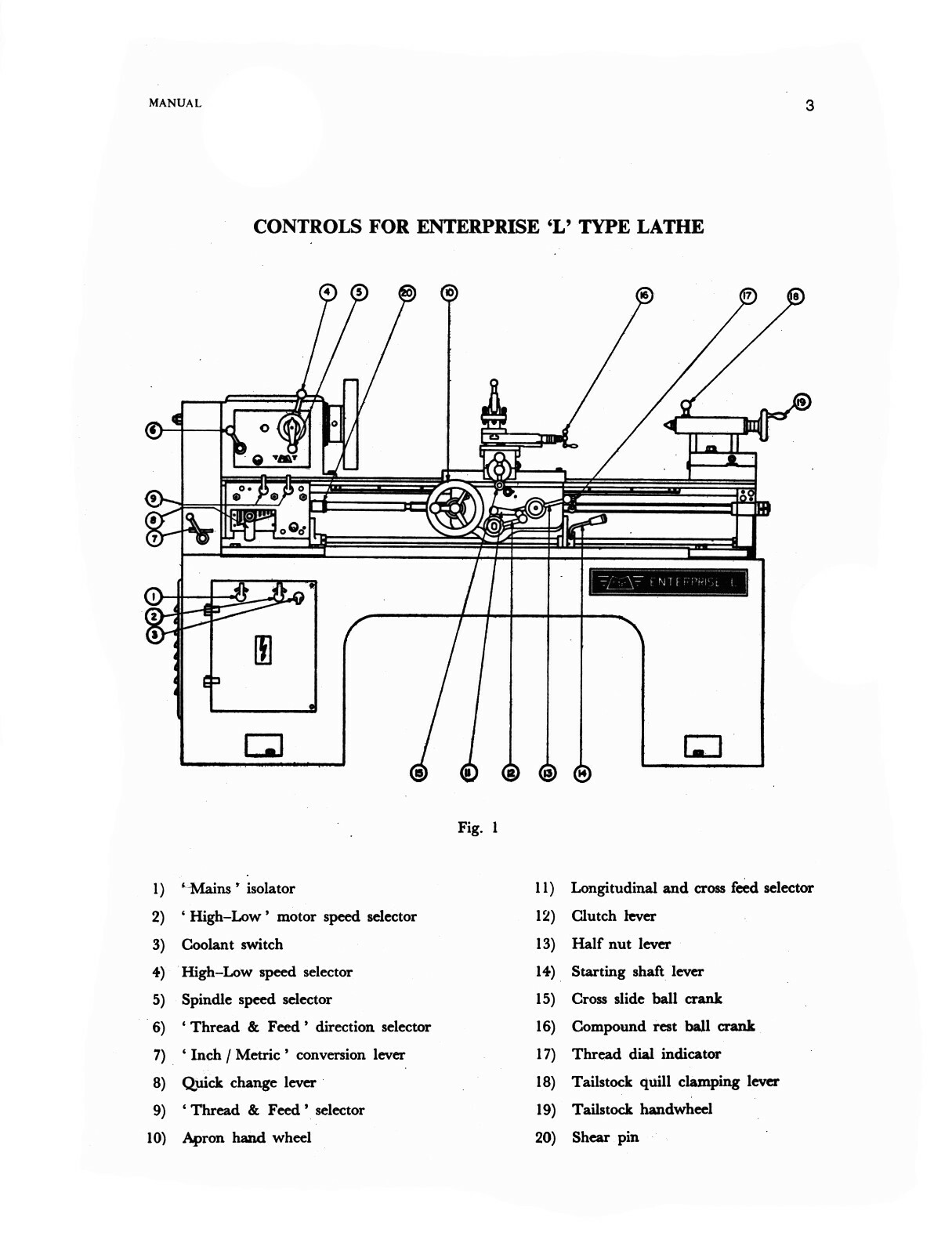 Enterprise Model L Lathe Operator & Parts List Manual #2103