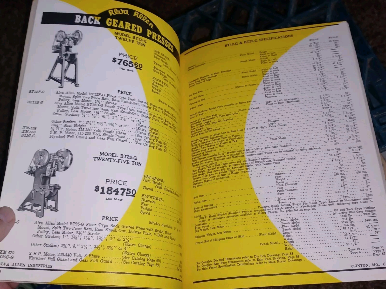 Alva Allen Industries Catalog W Letter 1961 Power Punch Presses Machine Tools