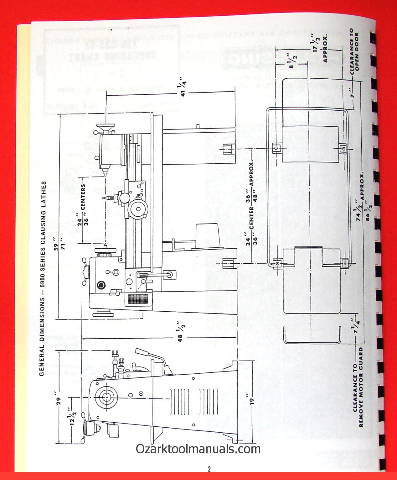 CLAUSING 12″ 5900 Series Variable SPD Lathe Operator & Part Manual =502099 1065