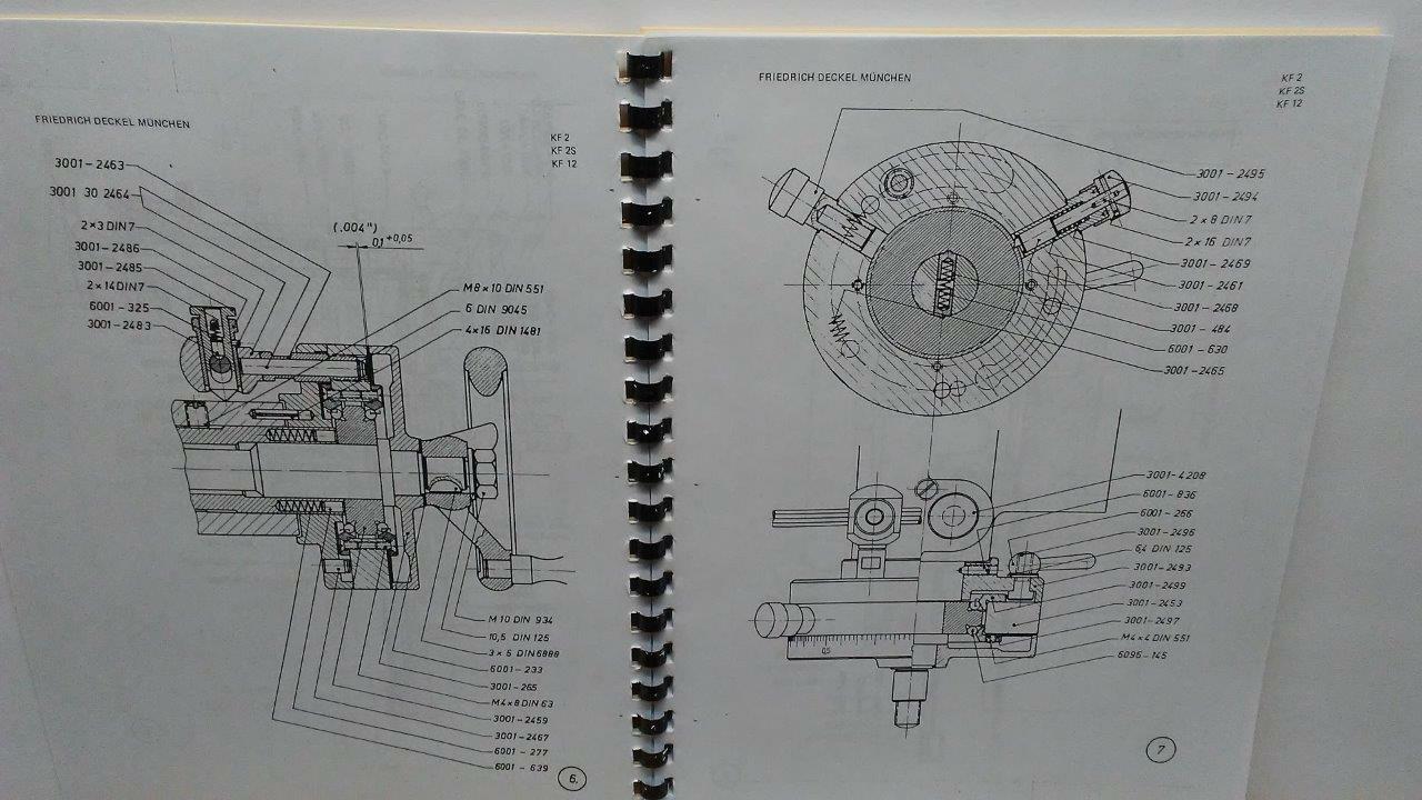 Deckel KF2 – KF2S – KF12 Milling Machine Parts Manual