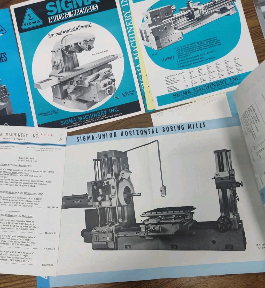 Sigma Machinery Inc. Brochures Bulletin Lot Metal Milling Ridgid Torque Lathes