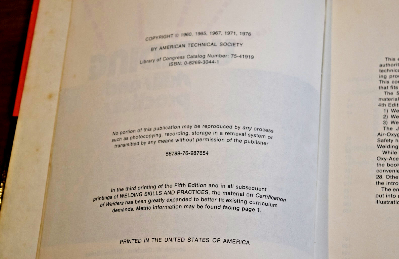WELDING SKILLS AND PRACTICES Fifth Edition Giachino Weeks 1976 MS