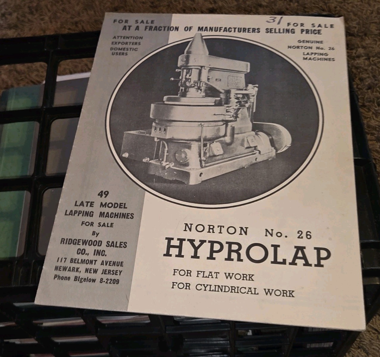 Norton Grinding/ Lapping Machine Sales Catalog Booklet Bulletin No. 26 Hyprolap