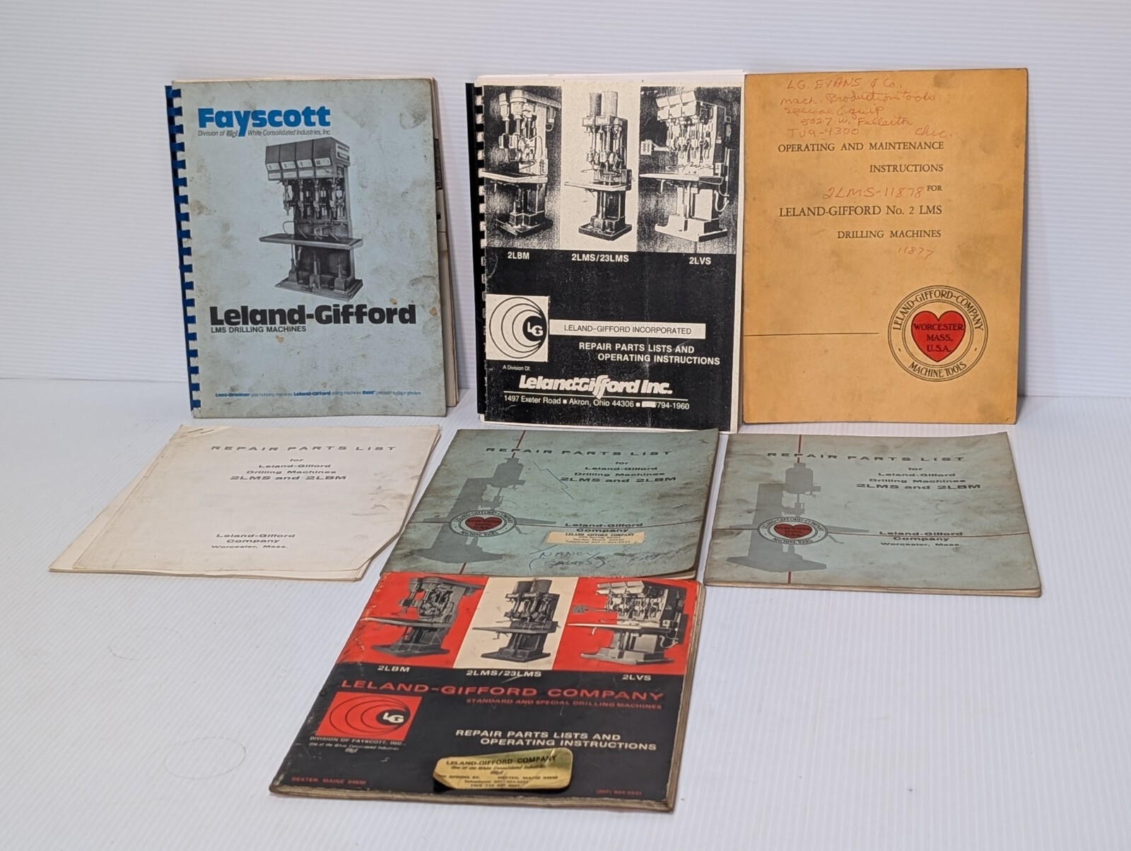 Lot of Vintage Assorted Leland-Gifford LMS Drilling Machine Manuals, Parts Lists