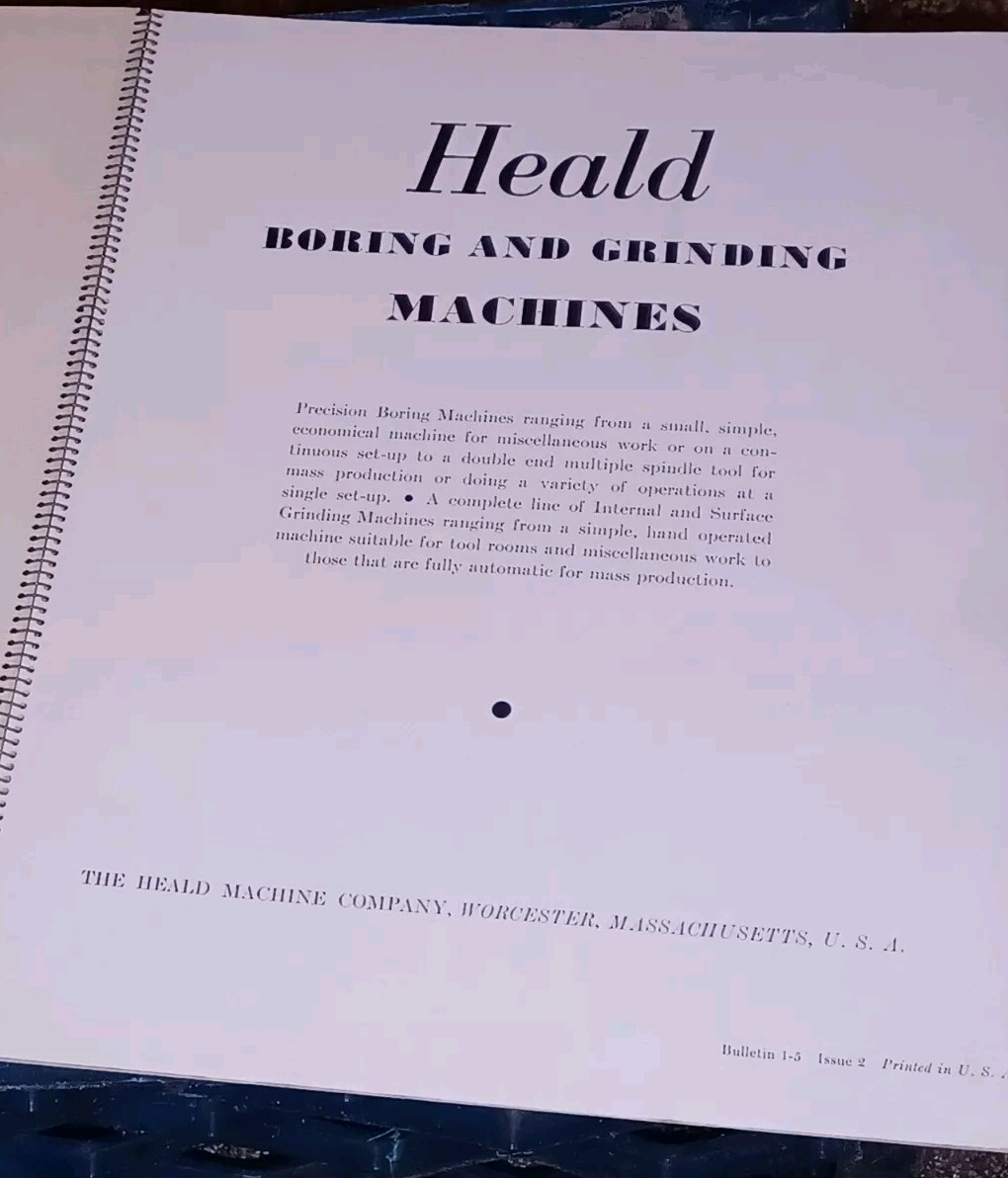 HEALD COMPANY Precision GRINDING BORING Borizing MACHINES CATALOG BOOK Issue 2