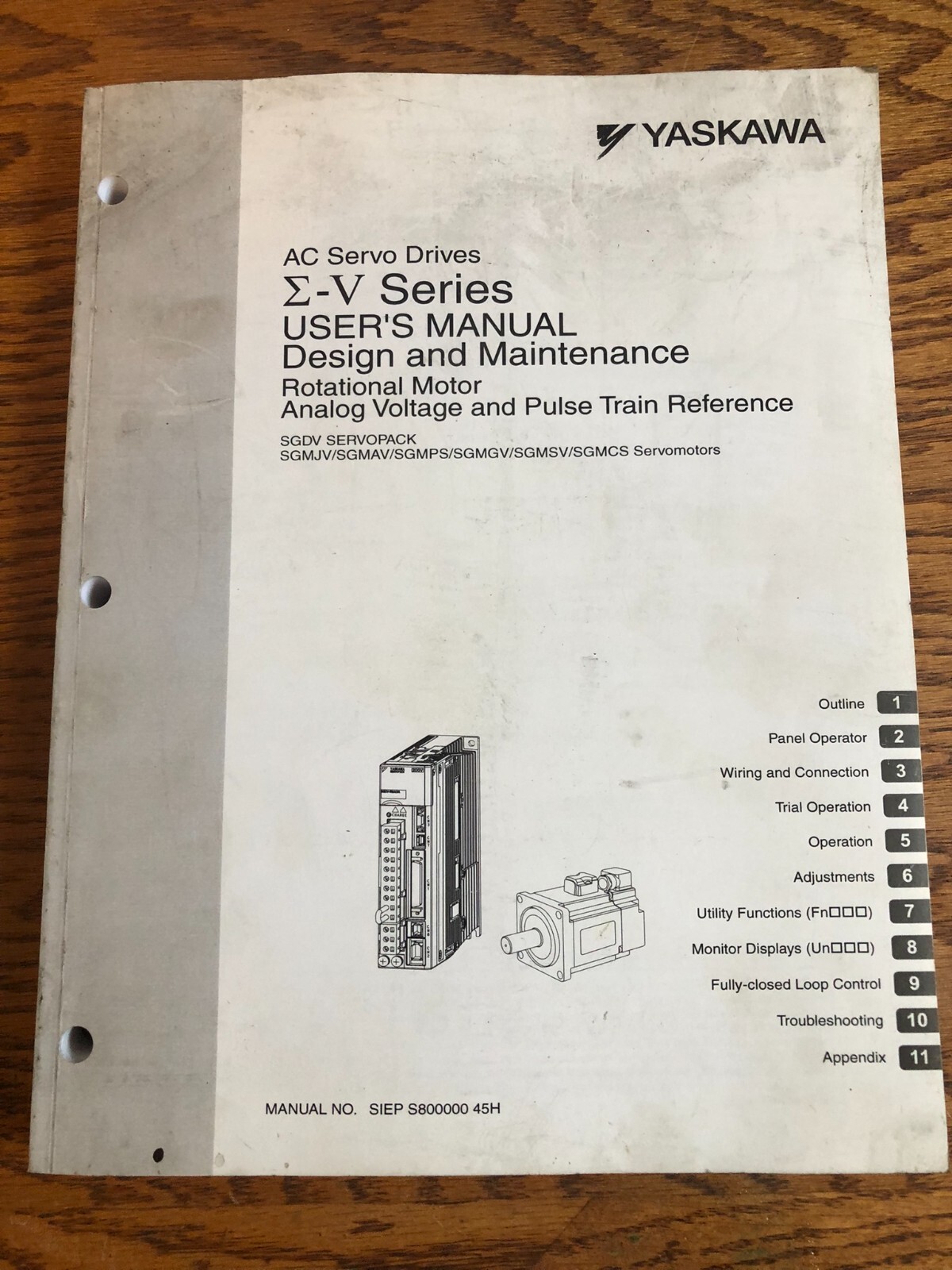 Yaskawa AC Servo Drive E-V design maintenace rotational motor Manual Parts List