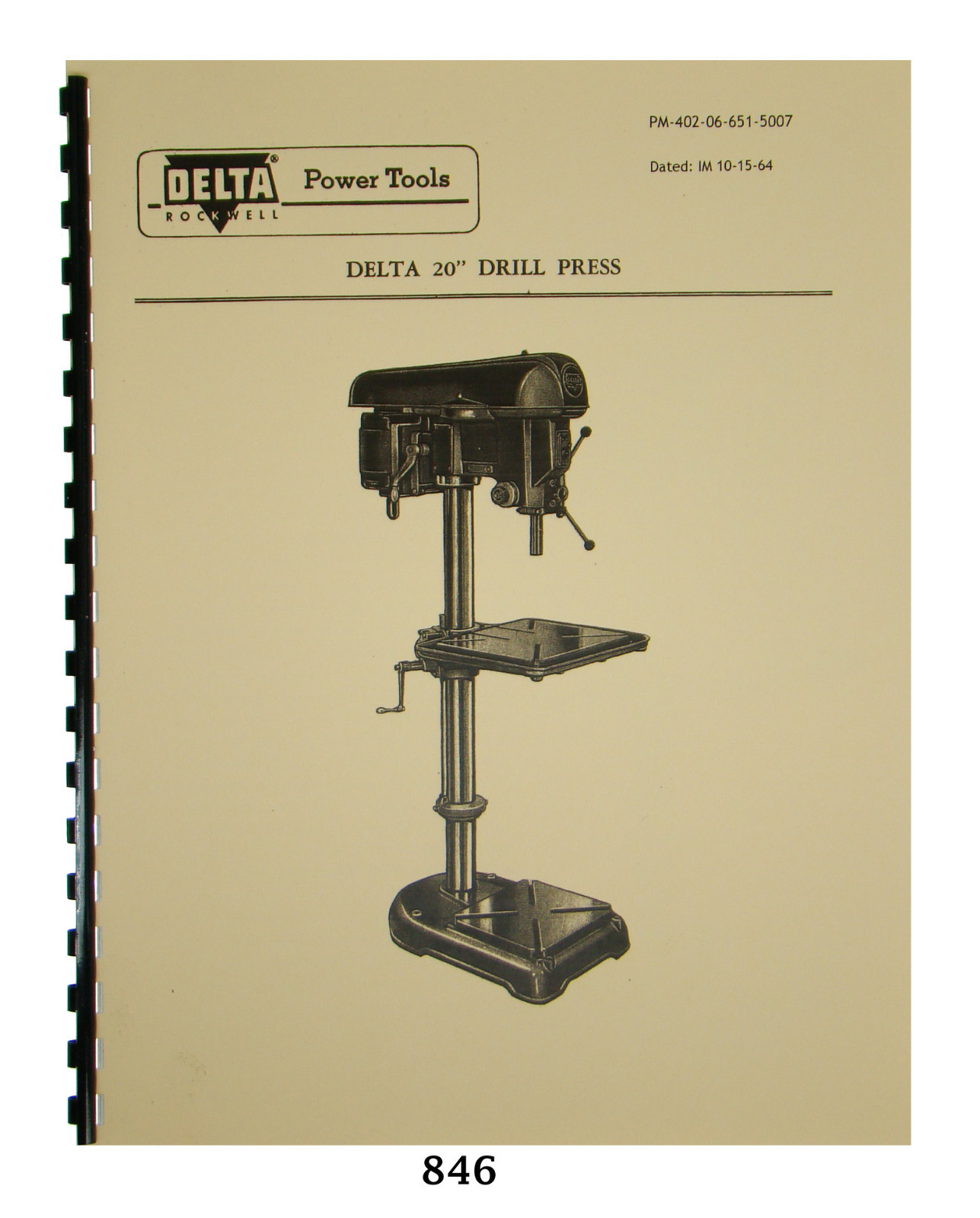 Delta Rockwell 20″ Drill Press Operating and Parts List Manual *846