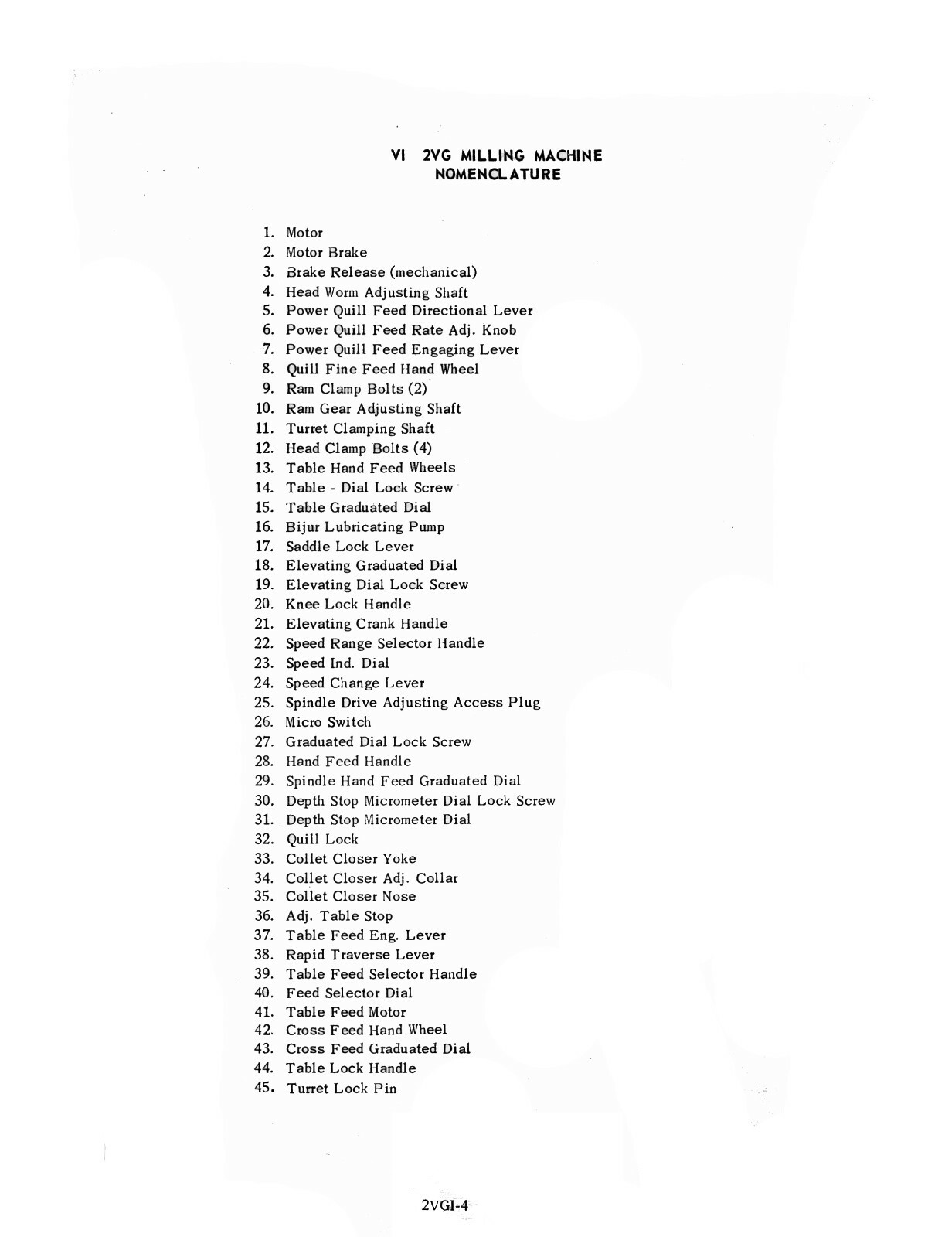 Tree Model 2VG Milling Machine Operation, Instruction, & Parts List Manual #1358