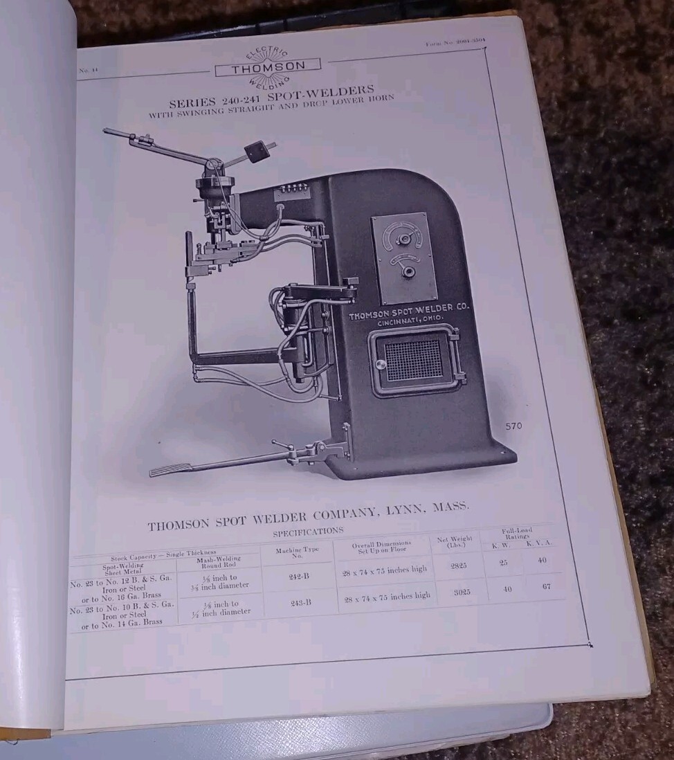 THOMSON PROCESS ELECTRIC WELDING COMPANY early 1900s Sales Catalog Book MACHINES