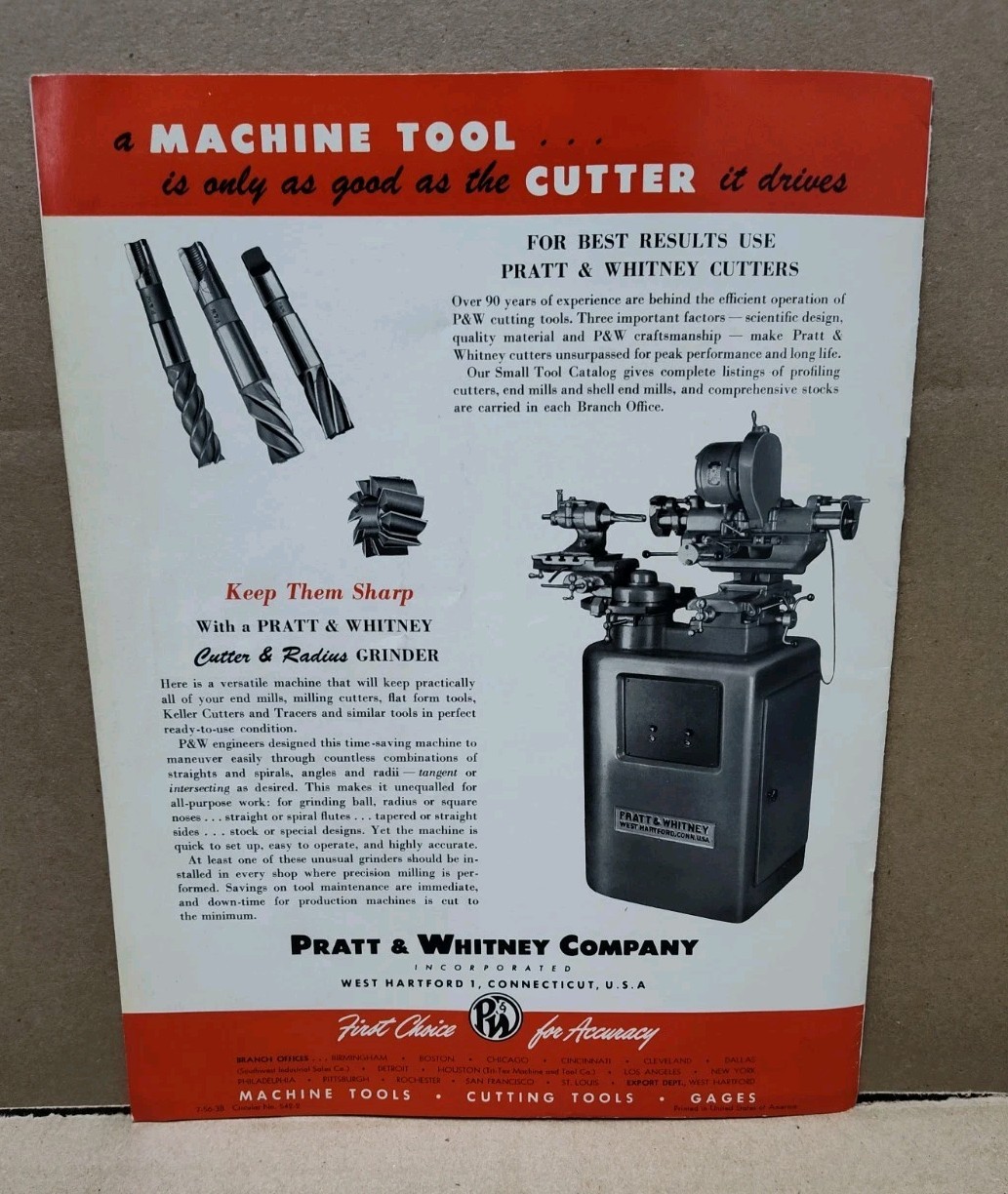 Pratt & Whitney Vertical Millers And Profilers Sales Brochue Industrial Vtg