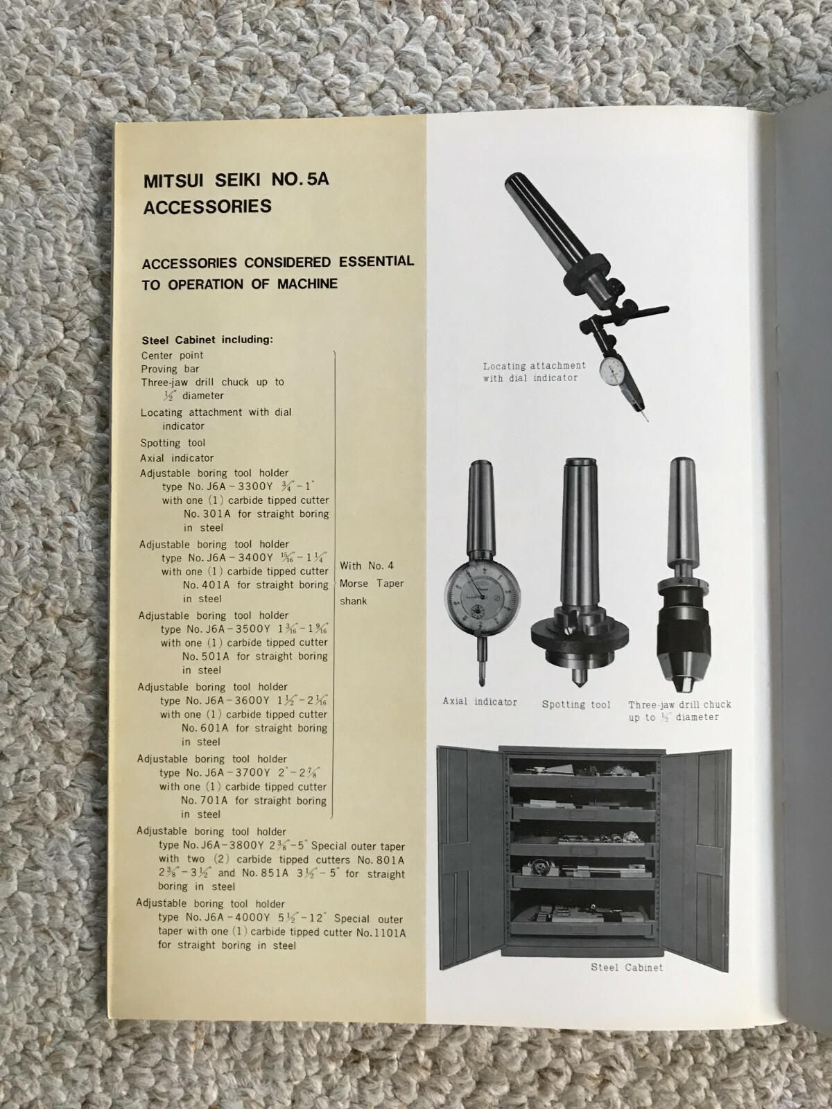 MITSUI SEIKI 5A OPTICAL JIG BORING AND MILLING MACHINE SALES CATALOG