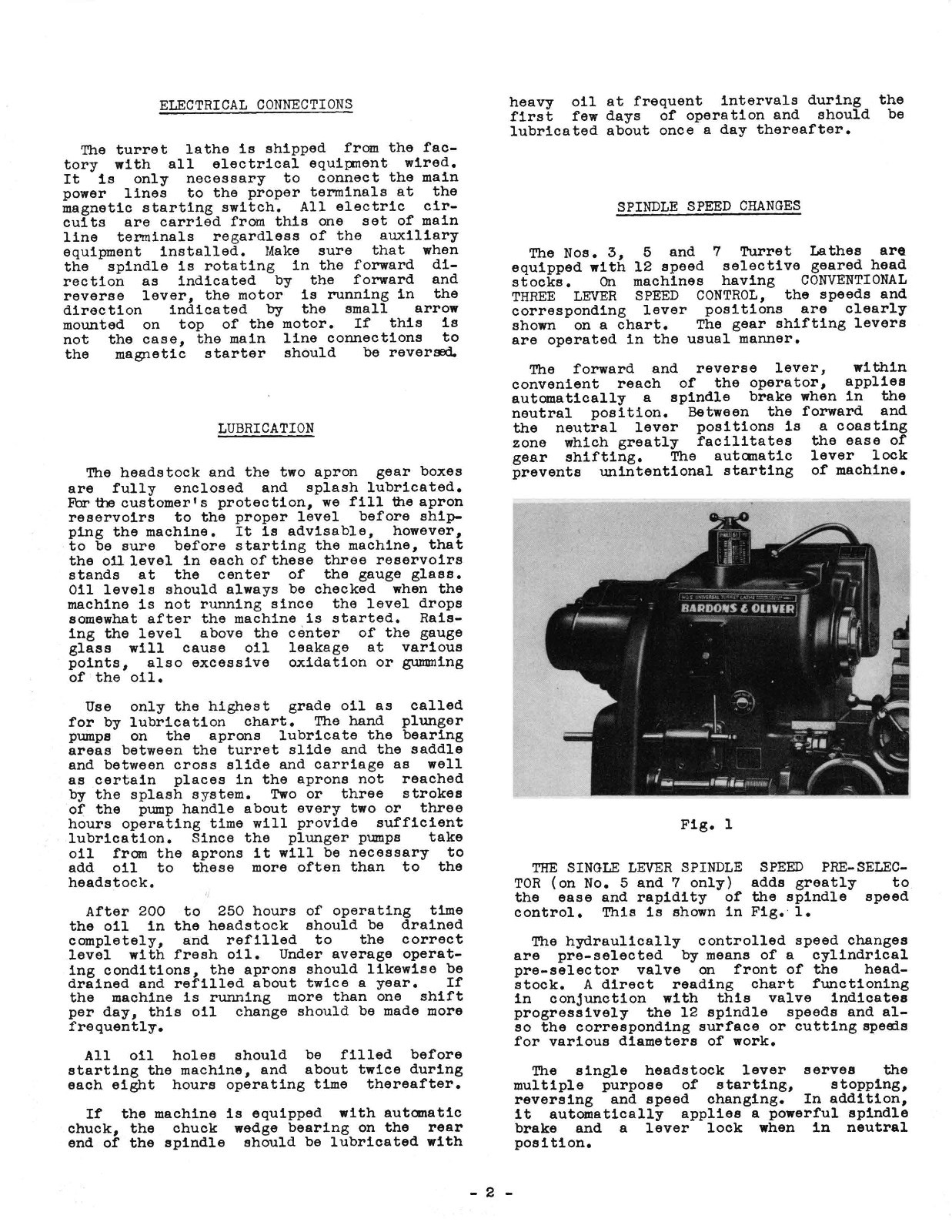 Bardons & Oliver No.’s 3, 5, & 7 Turret Lathe Operator & Maintenance Manual *632