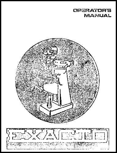 Exacto Turret Milling Machine Manual