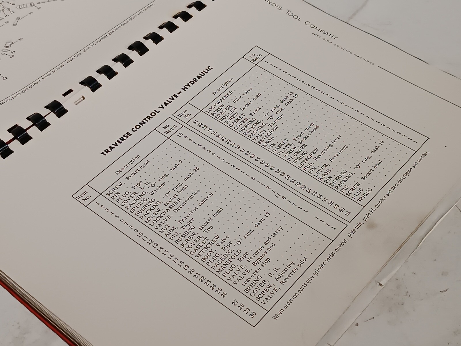 Landis Tool 10″x20″ Type 1R Universal Grinder Machine Parts Catalog, as shown