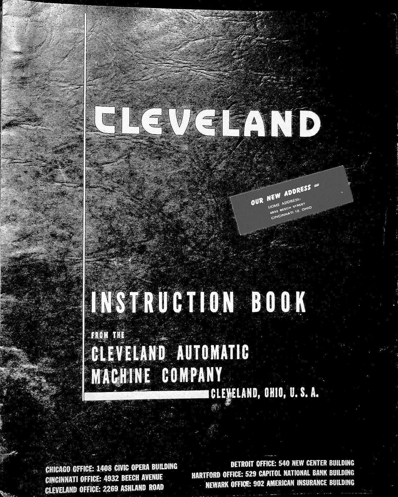 Instruction Manual Fits Cleveland Model A, B, & C Automatic Screw Machines