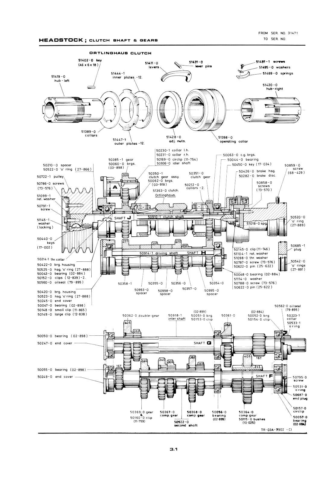Clausing Colchester 15″ s/n 31471 & up Lathe Instruction & Parts Manual *1224