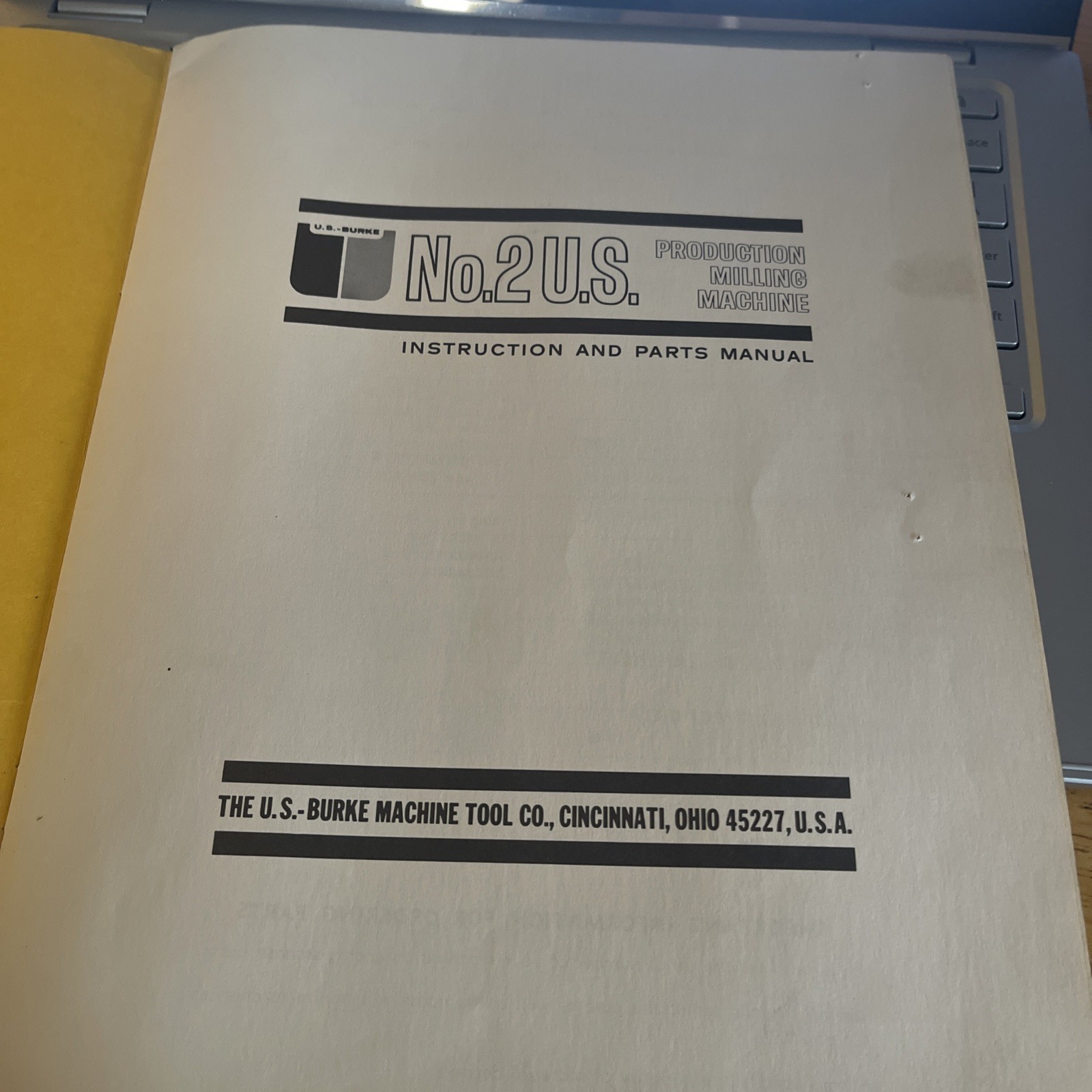 US Burke No. 2 Horizontal Milling Machine Instruction And Parts Manual