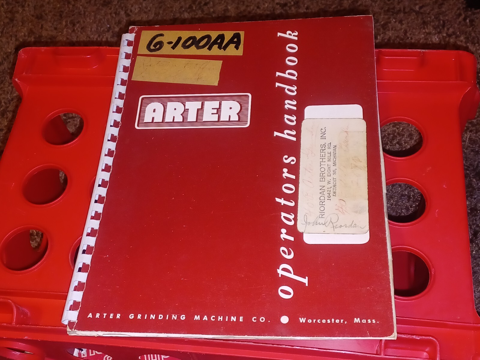 Arter Rotary Surface Grinder Model B-40″ Operators Handbook Instruction Manual