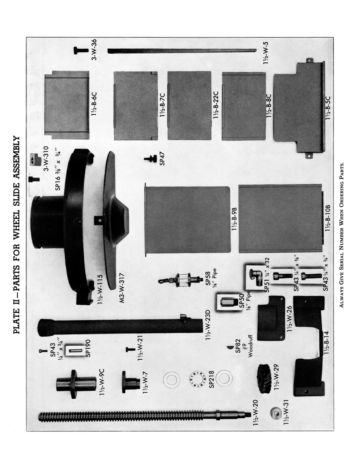 Abrasive Horizontal Surface Grinder No. 1-1/2 Pictorial Parts Manual #1814
