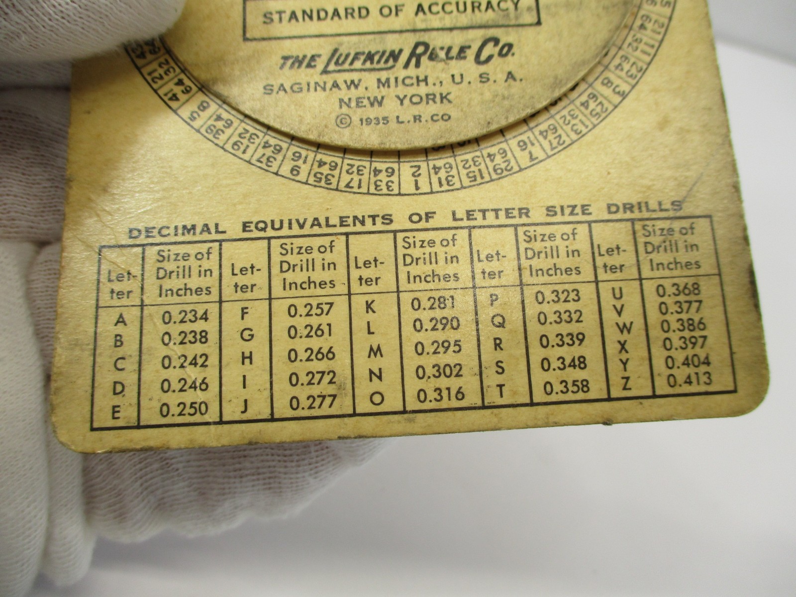 (2) Lufkin TIME SAVER Tap Thread Drill & Decimal Equivalents Calculator 1935 VGC