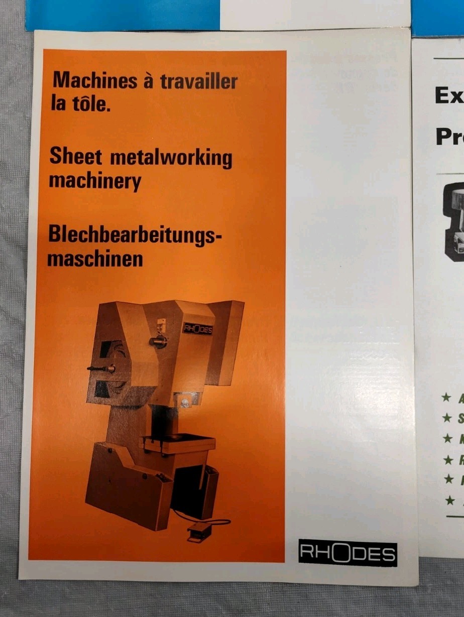 Joseph Rhodes & Sons Shears Metal Working Machines Sales Brochure Lot Bulletin