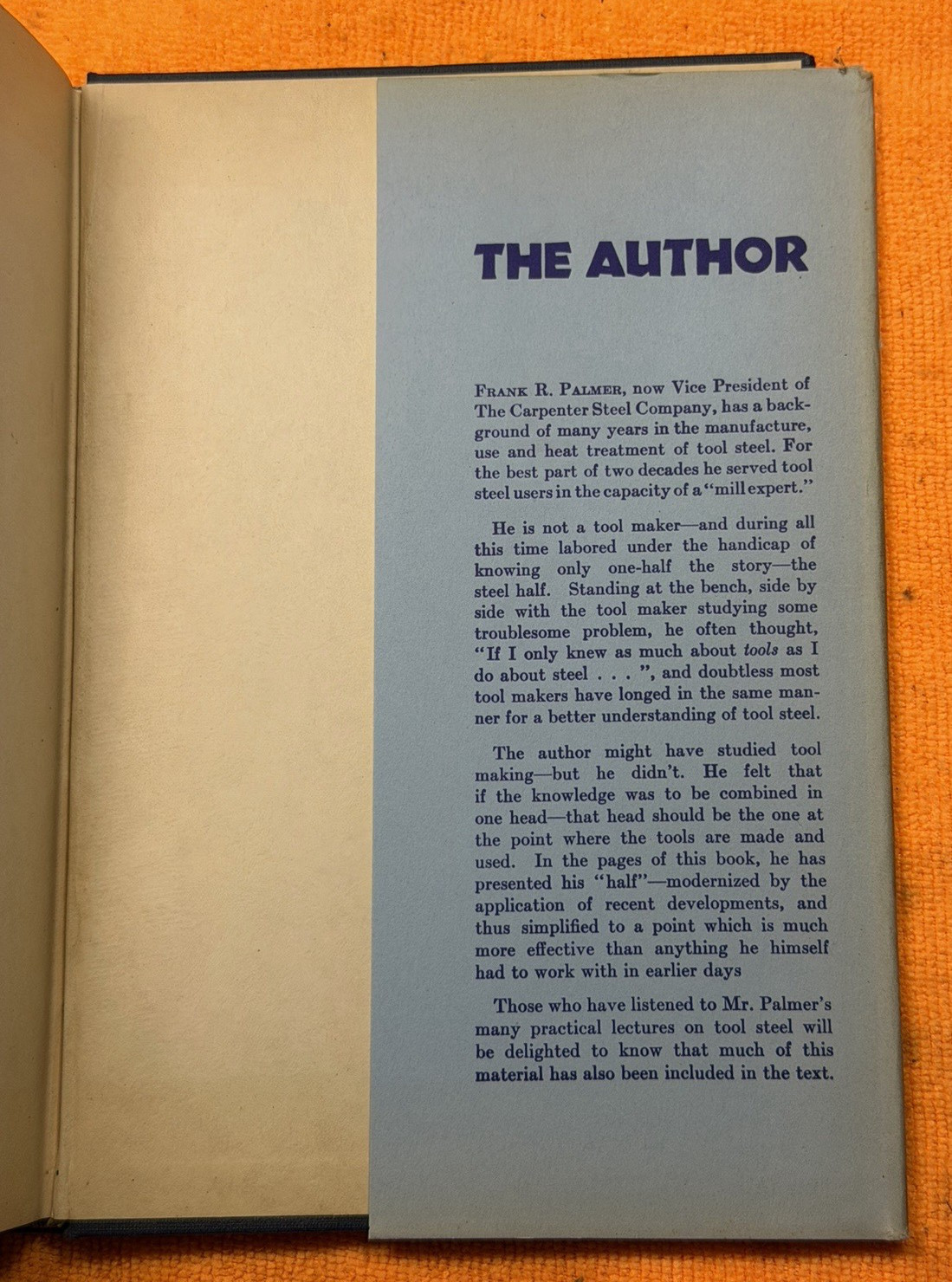 Vintage Tool Steel Simplified 1937 Book by Frank R. Palmer 12th Printing (1943)