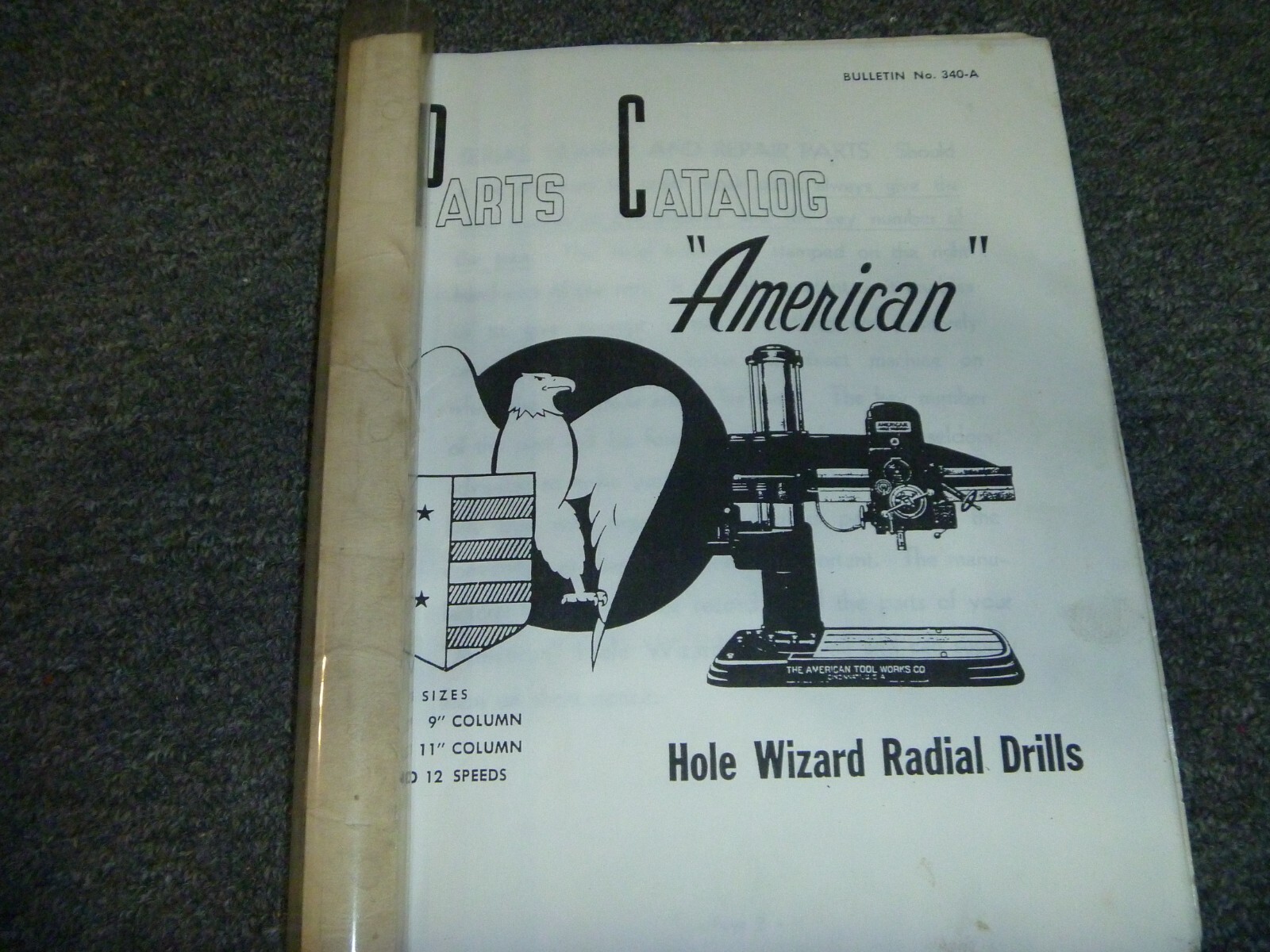 American Tool Works 12-Speed Hole Wizard Radial Drill Parts Catalog Manual